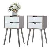 Set of 2 Bedside Table with Two Drawer Storage Design for Living Room Sofa - Gray W104162933