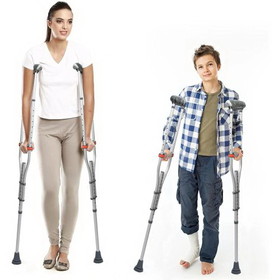 1 Pair Forearm Crutches, Universal Aluminum Non-Slip Crutches with Adjustable Height and Turning Arm Cuffs W104163364