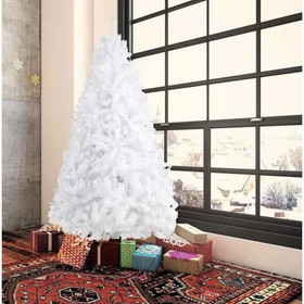 7 ft High Christmas Tree 1000 Tips Decorate Pine Tree with Metal Legs White; with Decorations W104164384