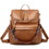 Stylish High Capacity PU Leather Bag with Side Pockets, Back Zip Pocket, Front Zip Pocket, Brown W104165122