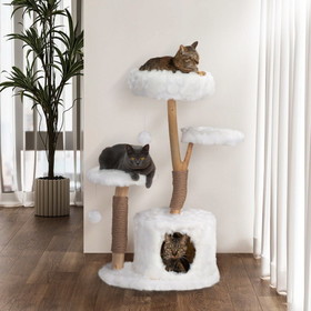 Cat Tree, Natural Branch Cat Tower, Luxury Cat Condo, Indoor Cat Furniture, Kitten Cat Gift, White W104170616
