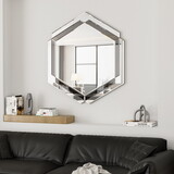 28 x 31.5 inches Wall-Mounted Silver Decorative Round Wall Mirror for Home, Living Room, Bedroom, Entryway W1043120228