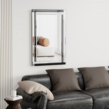 Large Wall-Mounted Silver Decorative Rectangular Wall Mirror for Home, Living Room, Bedroom, Entryway (clear HD mirror) W1043120232