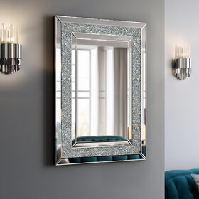 Large Wall-Mounted Silver Decorative Rectangular Wall Mirror for Home, Living Room, Bedroom, Entryway (clear HD mirror) W1043P188133