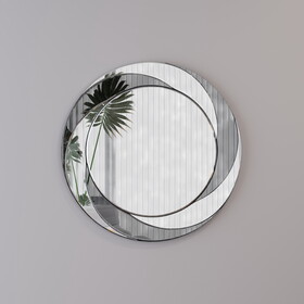 24 inch Wall-Mounted Silver Decorative Round Wall Mirror for Home, Living Room, Bedroom, Entryway W1043P188136