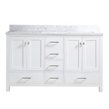 Bathroom Vanity set 60 inches Double sink, Carrara White Marble Countertop without Mirror W105958955