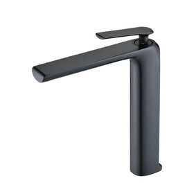 Single Hole Single-Handle High-Arc Bathroom Faucet in Matte Black W105963375