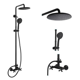 Shower System, Wall Mounted Adjustable Shower Faucet with Five Function Handheld Spray, 2 Handle Oil Rubbed Bronze Shower Set with 360&#176;Rotation 8 inch Rainfall Shower Head W105979973