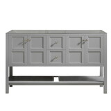 60 in Bathroom Vanity Base Cabinet only, Double Sink Configuration,with Soft Closing Doors and Full Extension Dovetail Drawers Freestanding Bathroom storage in Gray W1059P143167