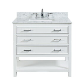 37" Bathroom Vanity, Solid Wood Frame Bathroom Storage Cabinet, Freestanding Vanity with Top W1059P179721
