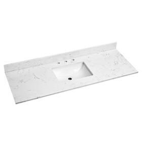 60"x 22" bathroom stone vanity top engineered color with undermount ceramic sink and 3 faucet hole with backsplash W1059P228099