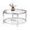 W82153572 Contemporary Acrylic Coffee Table, 32.3" Round Tempered Glass Coffee Table, Chrome/Silver Coffee Table for Living Room W107184326