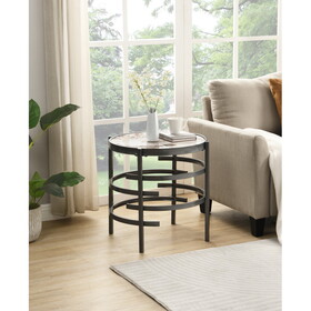 Elegant Pandora Sintered Stone End Table, Darker Gray Small Coffee Table for Living Room 20.67"W x 20.67"D x 21.65"H W1071P144268