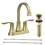 Bathroom Faucet Brushed Gold with Pop-up Drain & Supply Hoses 2-Handle 360 Degree High Arc Swivel Spout Centerset 4 inch Vanity Sink Faucet W108358680
