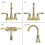 Bathroom Faucet Brushed Gold with Pop-up Drain & Supply Hoses 2-Handle 360 Degree High Arc Swivel Spout Centerset 4 inch Vanity Sink Faucet W108358680