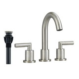 Bathroom Faucet 2 Handle Brushed Nickel Bathroom Sink Faucet Widespread 3 Hole 360° Swivel Spout Sink Basin Faucets 8 inch