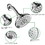 6 Spray Settings High Pressure Shower Head 5" Rain Fixed Showerhead - Chrome Adjustable Shower Head with Anti-Clogging Nozzles, Low Flow Easily Installation W108366704