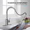 Kitchen Faucet- 3 Modes Pull Down Sprayer Kitchen Sink Faucet, Brushed Nickel Kitchen Faucet Single Handle, 1or3 Holes with Deck Plate, 100% Lead-Free for RV/House W108366790