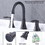 2-Handle 8 inch Widespread Bathroom Sink Faucet Oil-Rubbed Bronze Lavatory Faucet 3 Hole 360&#176; Swivel Spout Vanity Sink Basin Faucets with Pop Up Drain assembly and cUPC Water Supply Hoses