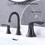 2-Handle 8 inch Widespread Bathroom Sink Faucet Oil-Rubbed Bronze Lavatory Faucet 3 Hole 360&#176; Swivel Spout Vanity Sink Basin Faucets with Pop Up Drain assembly and cUPC Water Supply Hoses