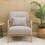 Mid Century Accent Chair with Wood Frame, Upholstered Living Room Chairs, Reading Armchair for Bedroom W1095132082