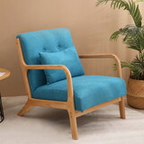 Mid Century Accent Chair with Wood Frame, Upholstered Living Room Chairs, Reading Armchair for Bedroom