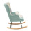 Rocking Chair, Mid Century Fabric Rocker Chair with Wood Legs and Patchwork Linen for Livingroom Bedroom W109543644