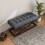 44" Retro Metal Base with Vintage Vegan Leather Bed Bench (Dark grey) W1097101895