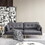 3 seat sofa with gold metal legs soft with cotton linen fabric dark grey W1097115110