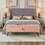 58.6" Bed Bench Metal Base with Storage Pink Velvet W1097119562