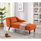 Modern Chaise Lounge Chair Velvet Upholstery (Orange) W1097124938