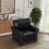 Living Room Sofa Single Seat Chair with Wood Leg Black Faux Leather W1097125450