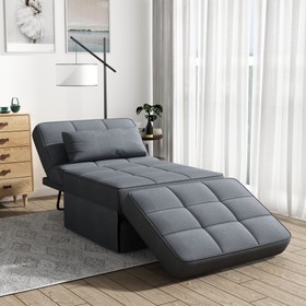 Living Room Bed Room Metal Frame with Dark Grey Upholstery Recliner Bed Ottoman W109743658