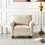 Living Room Sofa Single Seat Chair with Wood Leg Beige Fabric W109747328
