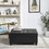 Large Square Faux Leather Storage Ottoman Coffee table for Living Room & Bedroom (Black) W109753272
