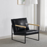 Metal Frame with Faux Leather Upholstery Chair (Black)