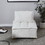 Lazy sofa ottoman with gold wooden legs teddy fabric (White) W109768485