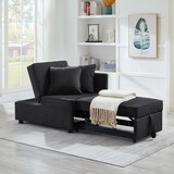 Chair Bed 4 in 1 Convertible Recliner Couch Sleeper Sofa Bed w/Sturdy Wood Frame for Living Room, Bedroom, Small Space Polyester Upholstery Black P-W1097P175422