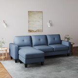 Living Room Furniture with Polyester Fabric L Shape Couch Corner Sofa for Small Space Blue P-W1097P178034