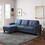 Living Room Furniture with Polyester Fabric L Shape Couch Corner Sofa for Small Space Blue W1097P178039