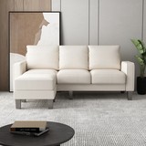 Living Room Furniture L Shape Sofa with Ottoman in Beige Fabric W1097S00009