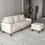 Modern Living Room Furniture L Shape Sofa with Ottoman in Beige Fabric W1097S00009