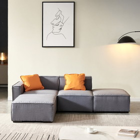 Modular Sectional Fabric Sofa (Grey)