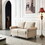Linen Fabric Upholstery with Storage Loveseat (Beige) W1097S00054