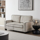 Living Room Sofa Loveseat with Storage Beige Corduroy