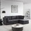 L Shape Modular Soft Fabric Sofa Filled with Down (Dark Grey) W1097S00076