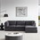 L Shape Modular Soft Fabric Sofa Filled with Down (Dark Grey) W1097S00076