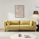 Living Room Sofa Couch with Metal Legs Yellow Fabric