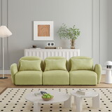 Living Room Furniture Three Seat Lazy Sofa Teddy Fabric Light Green W1097S00115