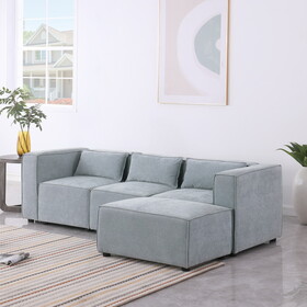 modular sofa Grayish blue chenille fabric, simple and grand, the seat and back is very soft. this is also a KNOCK DOWN sofa W1099S00109
